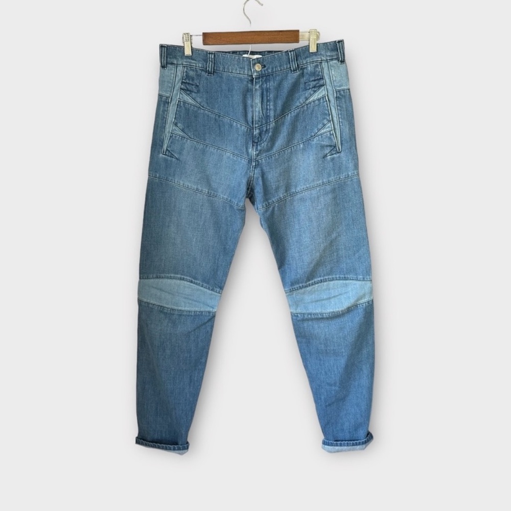 Kenzo High-Rise Straight Patchwork Jeans, size 12